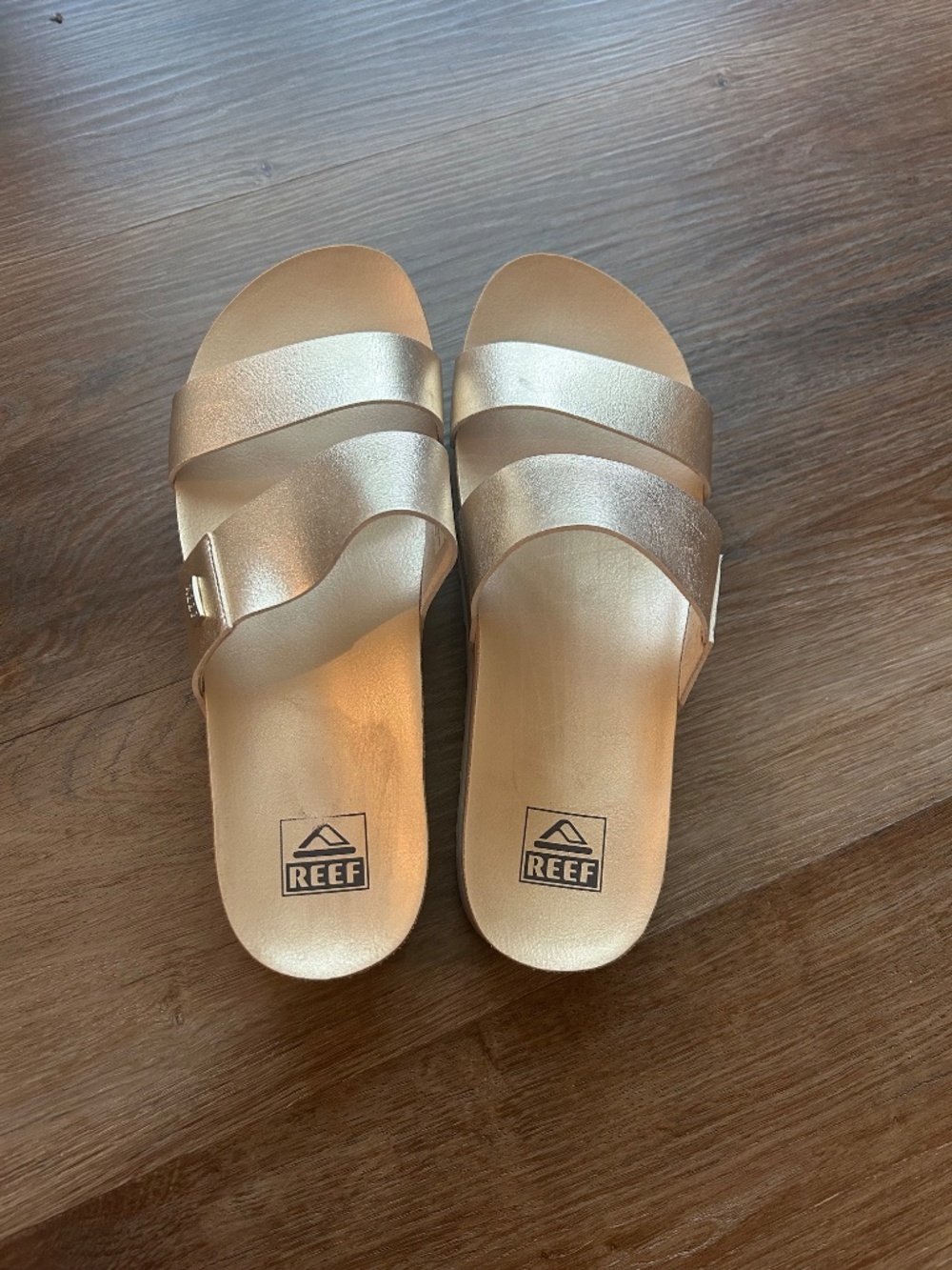 Reef Platform Slide Sandals Champagne Gold 9 - Picture 2 of 3